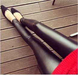 Leggings Black Leather Pants 2021 Spring and Summer Pu Leather Women's Leggings Outer Wear Thin Pencil Pants Elastic Leggings Female