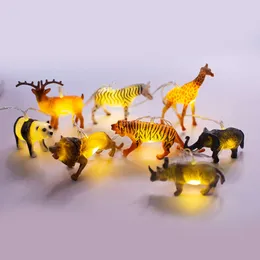 New Safari LED Tiger Lion Giraffe Jungle Zoo Animal Pattern String Lights For Boy Birthday Party Decorations
