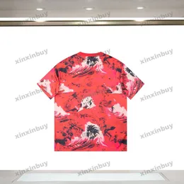 Xinxinbuy Men Designer Tee T Shirt 2024 باريس الرياح الاستوائية هاواي قصيرة الأكمام من القطن