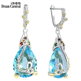 DreamCarnival1989 Selling Blue Zirconia Baroque Earrings Women Dangle Earings Elegant Party Must Have Gift Female WE3876BL 240226