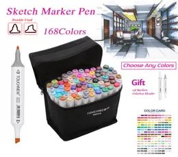 TouchNew 168Colros może wybrać dowolne kolory markery Zestaw Dual Head Skich Pen marker do rysowania manga Animation Art Materials C181125437149