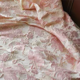 Dresses Embossed Bright Silk Satin Jacquard Yarn Dyed Fabric Women's Large Flower Dress Skirt Bag Making Fabric 50cmx155cm