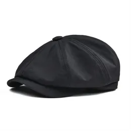 Sboy Hats BOTVELA Cap Men's Twill Cotton Eight Panel Hat Women's Baker Boy Caps Retro Big Large Male Boina Black Beret 02592