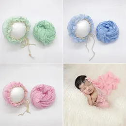 담요 베이비 포그 랩 담요 스튜디오 촬영 액세서리 유아 소프트 레이스 모자 출생 Po Swaddle fotografia