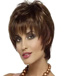 Short Soft Tousled Curls Wig AuburnDark Brown Full Synthetic Wigs for Women7244292