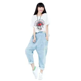 Jeans Boyfriend Jeans Women streetwear Ripped Hole Wide Leg Harem Pants Baggy hip hop Drop Crotch Denim Trousers Cowboy Bloomers