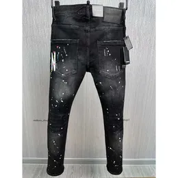 Designer jeans dsquare jeans dsq2 byxor svart hiphop rock moto coolguy jeans design rippade nödställda denim cyklist dsq för män 881 designer d2 broderi byxor iko