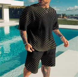 Men039S -spårning Tshirts Fashion Suit Casual Shortsleeved Fun 3D Printing Creative Oneck Hiphop Tshirt Shorts Twopiece S4037545