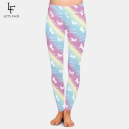 Leggings LETSFIND Pantaloni da donna con stampa unicorni 3D di alta qualità Pantaloni fitness a vita alta slim morbidi elasticizzati caldi leggings completi