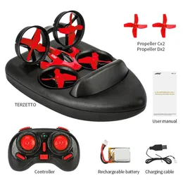 2.4G 4 CH RC Mini Quadcopter Altitude Hold Headless Mode 3 em 1 Sea Land Air Flight 4-Axis Drone Boat RC Helicopter Aircrafts 240223