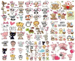 Notions Iron on Cute Animal Patches Set for Kids Clothing DIY T Shirt Hoodies Applique Unicorn Heat Transfer Clothes Sticker2884276