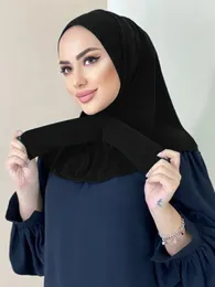 Berretto Hijab istantaneo con chiusura a scatto Velo moda musulmana Ultimo turbante per le donne Berretti sottoscocca Jersey di cotone Sottotappi Copri collo 240227