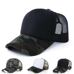Hattar halsdukar sätter kamouflage trucker hattar 5 paneler tomma sol hatt militär mesh baseball män kvinnor cap justerbar sommar sport ball240n