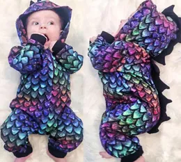 Cartoon Dragon Baby Clothes Infant BoyGirl Hooded Long Sleeve Baby Rompers Jumpsuit Clothes Outfit New Born Baby Clothes2215182