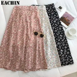 Skirts EACHIN Summer Floral Skirt for Women 2023 New Vintage Y2k Harajuku Versatile Clothes Female High Waist Casual Kawaii Beach Skirt