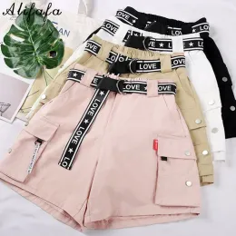 Shorts Shorts Womens Summer Straight Pink White Cargo Loose Bf High Waist Korean Version Pockets Sashes Streetwear Harajuku