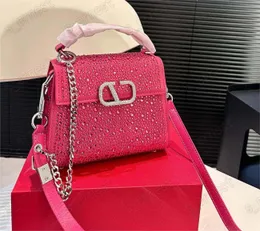 Kvinnors designerkedja Bag Luxury Leather Tote Fashion Rhinestone Crystal Single Shoulder Crossbody Bag Fashion Mini Bag