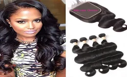 Malaysian Human Hair 4 Bundles With 6X6 Lace Closure Baby Hair Middle Three Part Body Wave Extensions 6 By Six Closures7790784