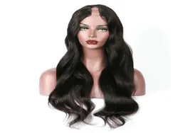 Longo ondulado u parte perucas de cabelo humano virgem onda do corpo malaio remy cabelo humano sem cola upart peruca meio u abertura 1quotx4quot9432556034399