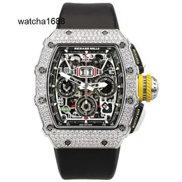 排他的な時計ホットリストウォッチRM腕時計RM11-03オリジナルダイヤモンドセットワインディングクロノグラフ18Kホワイトゴールドダイヤモンド