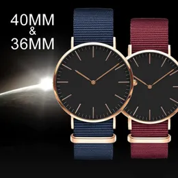 2022 New Mens Womens Watch d&w Quartz Fashion Casual Watches Daniels Nylon Strap Clock246i