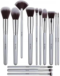 BSMALL 13 Makeup Brush Set Högkvalitet Syntetiskt borst Silver Foundation Blooming Blush Löst pulver Makeup Brush Set265F6321847