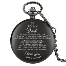 Fashion Classical Watches Full Black I Love You To My Mom 아빠 아내 Husaband Unisex Quartz Pocket Watch Pendant Chain Family Gift2163