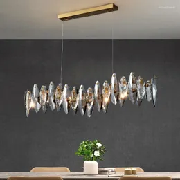 Chandeliers Wave Design Modern Crystal Light Chandelier For Dining Room Luxury Smoky Gray Cristal Lamps Brief Kitchen Island Hang
