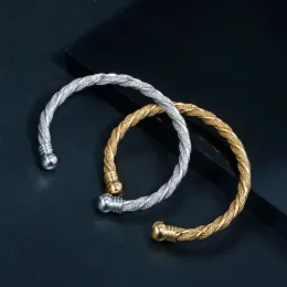 Draht 14k Gold geflochtener Armreif für Frauen Männer Frühling Link Wrap offene verstellbare Kugel Armband trendiger Schmuck 2024