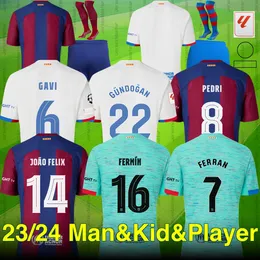 23 24 Camisetas Futbol Futbol Formaları Pedri Joao Felix Gavi Balde Ferran Raphinha Gundogan F. de Jong Futbol Gömlek Erkek Oyuncu Çocuk Kiti