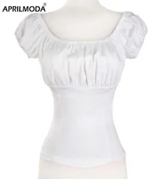 Kadınlar039S Blouses gömlekler retro vintage kadın bluz yaz bel dönemi köylü kısa kollu kadın 50s 60s pinup pamuk beyaz pl2736682