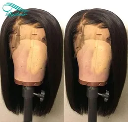 Bythair Short Bob 360 Lace Bleached Bleached Bleached Hairline 360 ​​Wig Bob Peruvian Virgin Huser 150 كثافة مع الطفل H7322581