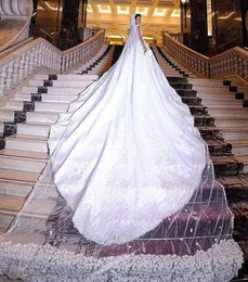 Luxury One Layer 6 Meter Long Bridal Veil med blommiga applikationer Beaded Cathedral Length Wedding Veils For Bridal Wedding Accessor7293735