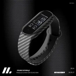 Titta på band mode kolfiberrem för Xiaomi Mi M3 M4 M5 M6 M7 TPU Band Armband Watchband Miband 3 4 5 6 7
