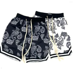 Shorts masculinos verão harajuku bandana padrão moda hip hop mens marca calça curta bottoms elástico wais homem calças casuais