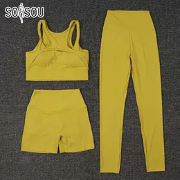女性のトラックスーツSoisou Nylon Womens Clothing Gym Yoga Set Fitness Sportswear Bra Leghs Shorts Shorts Elastic Tight Fitting J240305