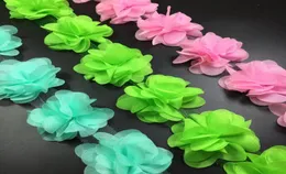 12pcs flowers 3D Chiffon Cluster Flowers Lace Dress Decoration Lace Fabric Applique Trimming Sewing Supplies 20185745038