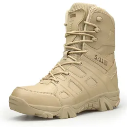 Scarpe da esterno Sandali Stivali da uomo Moda Desert Tan Tattico Lavoro Resistente all'acqua Climb Design con cerniera laterale Piattaforma da combattimento alla caviglia Plus YQ240301