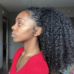 Afro Puff Human Hair Ponytail Wydłużenie dla czarnych kobiet dziewicze włosy 140G160G Kinky Curly Ciągły kucyk ogon do włosów Natural 8593320
