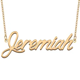 Jeremiah-Namensketten-Anhänger, individuell personalisiert, für Frauen, Mädchen, Kinder, beste Freunde, Mütter, Geschenke, 18 Karat vergoldeter Edelstahl