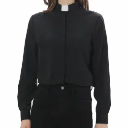 Camisa sacerdote uniforme para mulheres clero guia colarinho igreja católica pastor traje