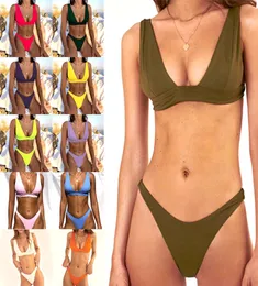 Solid Color Baddräkter Bikini Ladies Split Swimsuit Bikinis Multicolor7396936
