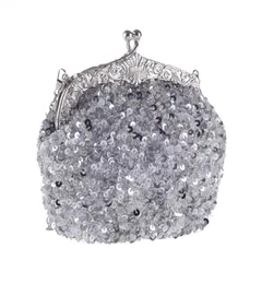 Ręcznie robione ciężkie cekinowe koralikowe torba ślubna Lady Wedding PROM COTHTAIL COMPRONE Evening Clutch torebka Silver Czerwony Czerwony Złote Zielony C8848603