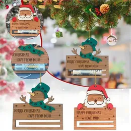 Decorazioni natalizie Albero regalo in legno Caash Porta soldi unico Ornamento per feste a tema per ingresso Soggiorno Scrivania Camera da letto Studio