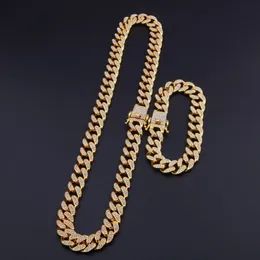 13mm 16-30inches Hiphop Bling Jewelry Men Iced Outチェーンネックレスゴールドシルバーマイアミキューバリンクチェーン278r
