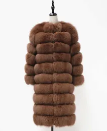 Frauen Warm Echten Fuchs Pelz Mantel lange Winter Echten Pelz Jacke Mode Outwear Luxus Natürlichen Fuchs Pelz Mantel Für Mädchen queentina Q08277506434