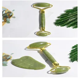 Whole Natural Jade Roller Thin Face Massager Lifting Tools Slim Facial Gua Sha Green Stone Antiaging Wrinkle Skin Beauty Care3827998