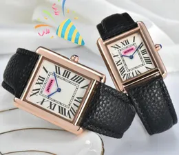 Najlepsze marki i kobiety zbiorniki rzymskie zegarki na tarczy kwadratowy skórzany pasek kwarcowy mrożony kwarcowy bateria super skórzana zespół dżentelmen na rękę