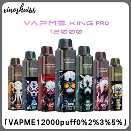 Vapme King Pro 12000 Puff Disposable Vape 12K Puff Electronic Cigarettes 850mAh Batteri 20 ml med 0%2%3%5%10 färger engångs elektronisk cigarettpenna.