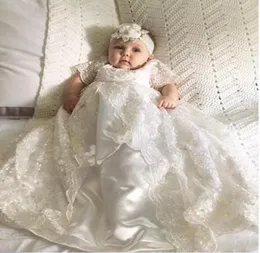 Högkvalitativ full spets korta ärmar elfenben småbarn spädbarn dopklänningar 2019 nyfödda baby flickor första nattvards klänningar6804609